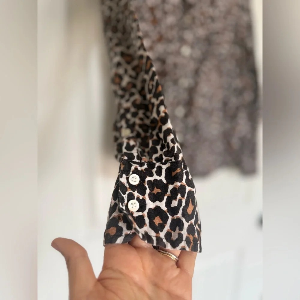 J.Crew Slim Leopard Print Button Down Shirt Long Sleeve Top Animal Print 4